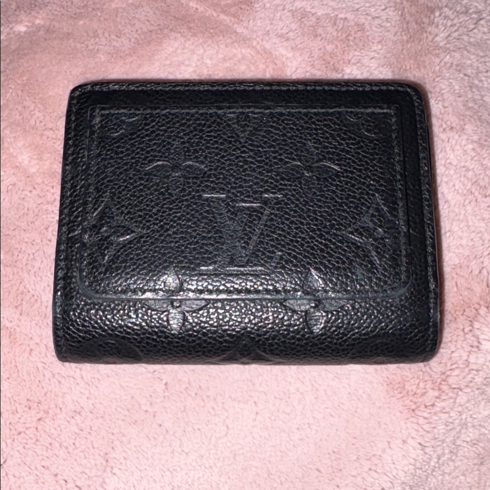 Louis Vuitton Black Embossed Zip Wallet with Gold Accent - Picture 2 of 5